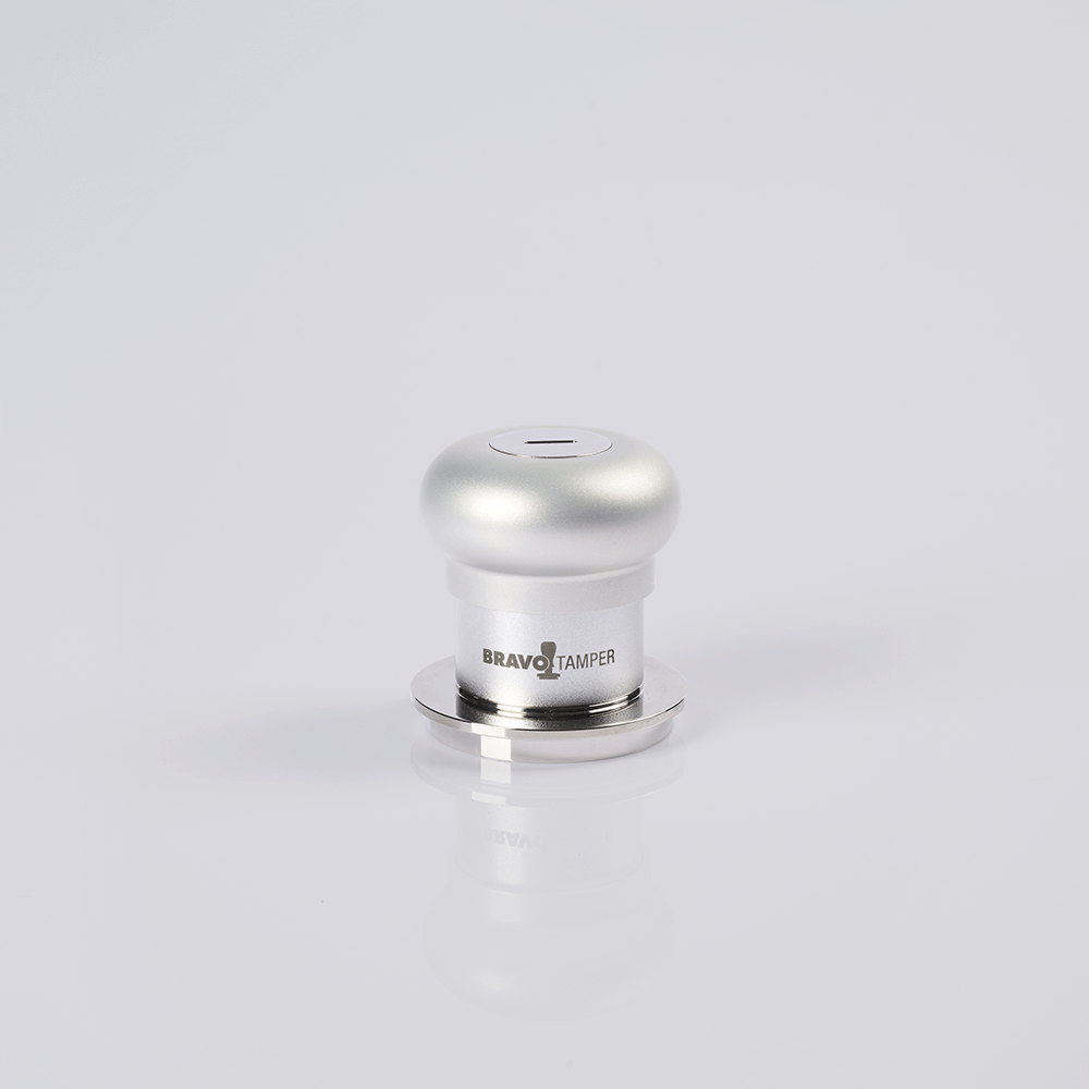 Mini Tamper Bravo com Punho de Alumínio Prata Fosco